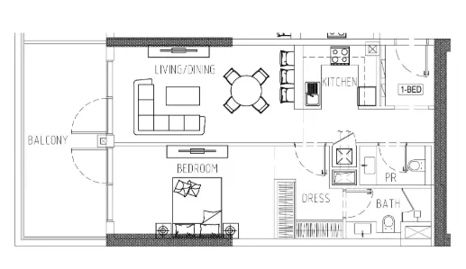 1 bedroom floor plan