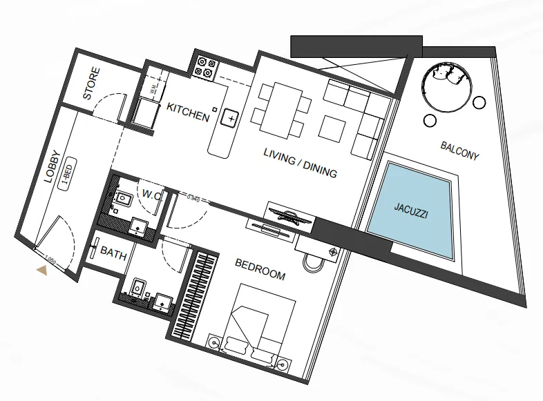 1 bedroom floor plan