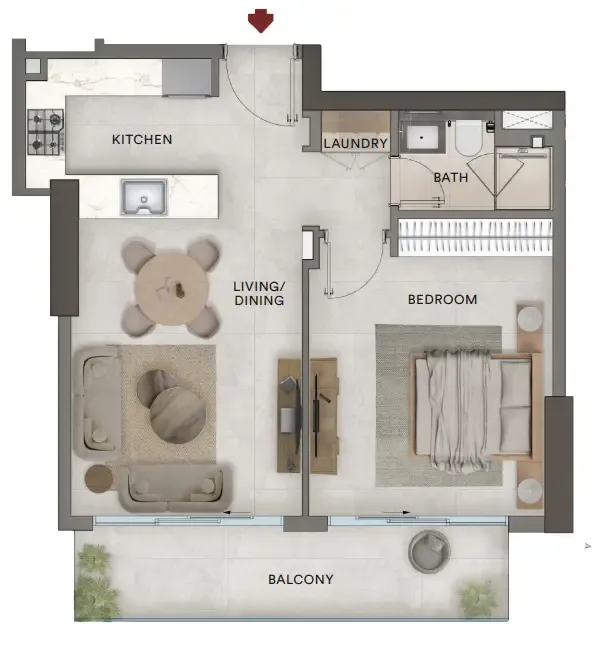 1 bedroom floor plan