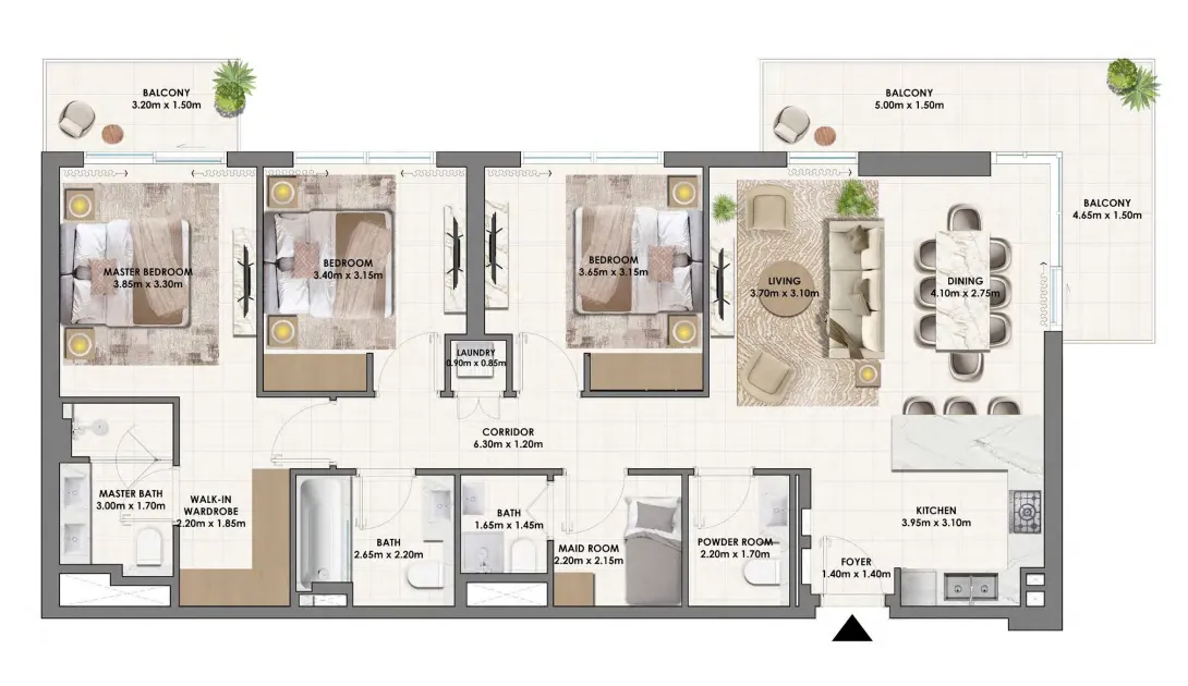 3 bedrooms floor plan