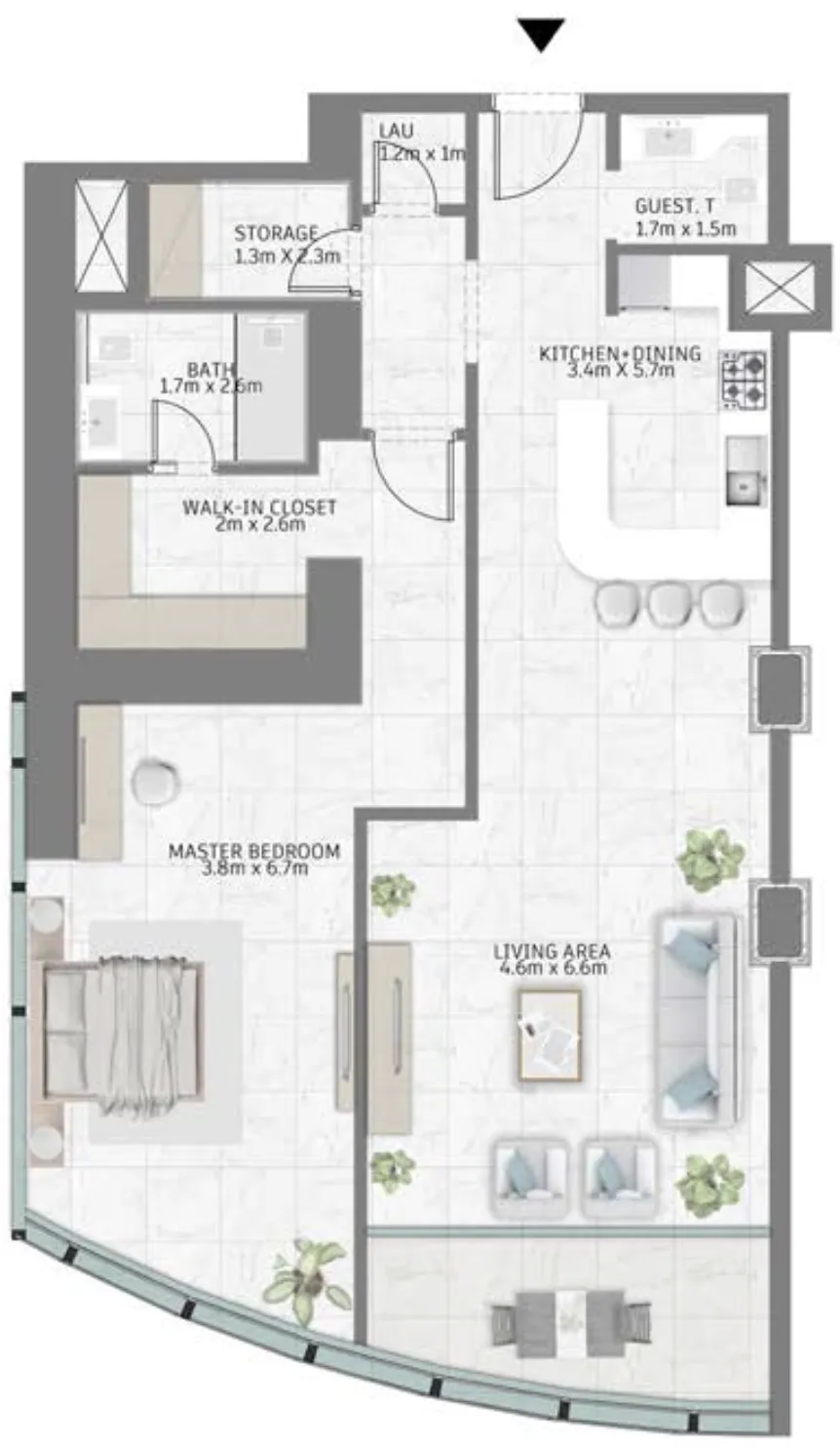 Al Habtoor Group Al Habtoor Tower 1BR floor plan