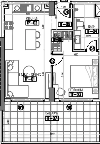 Laya Developers (Akshara Global) Laya Courtyard 1BR floor plan