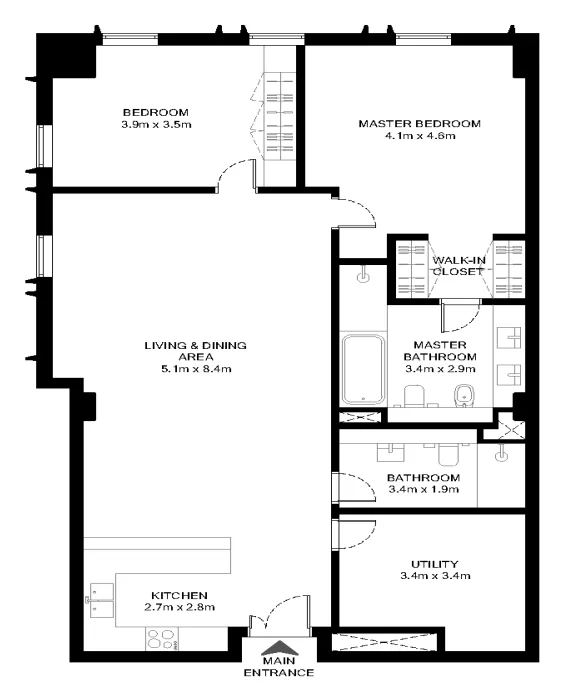 2 bed