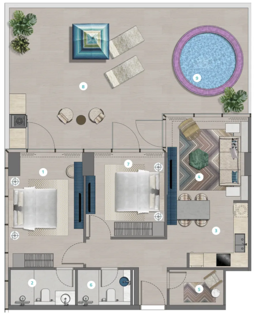 Durar Group Trio Isle 2BR floor plan
