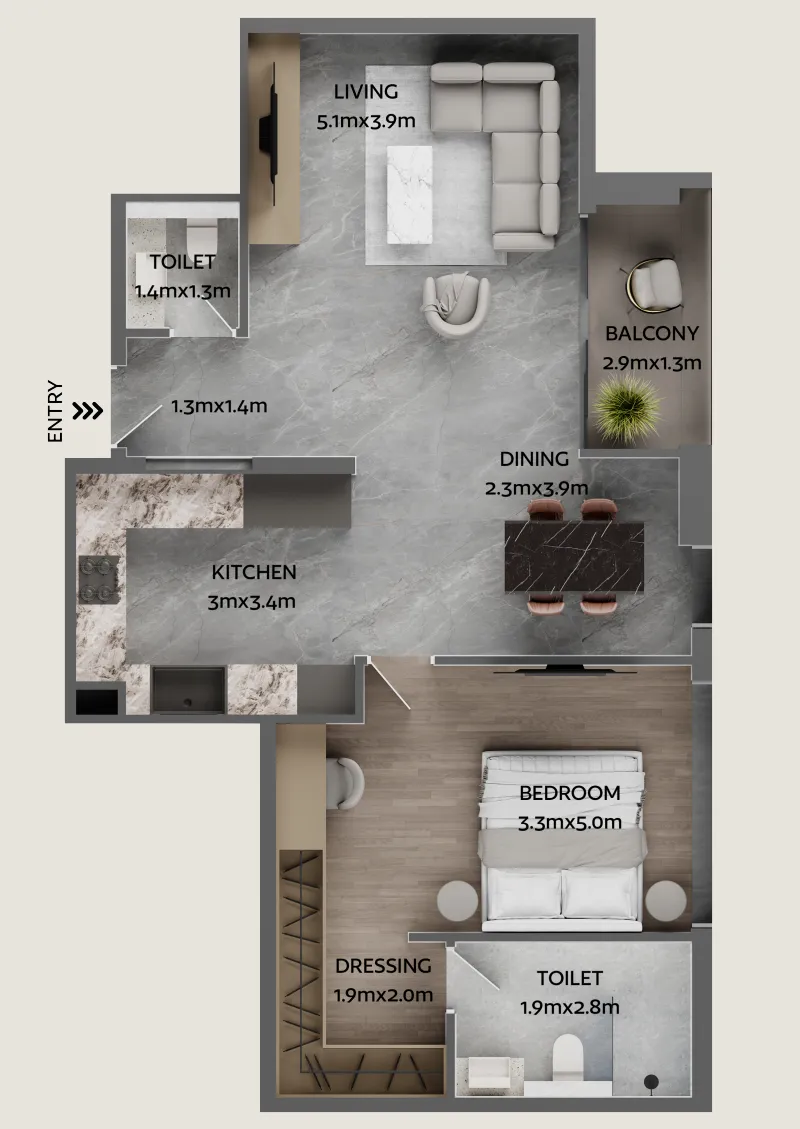 1 bed