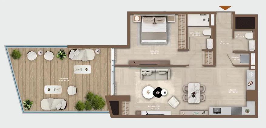 HRE Development Celeste by HRE 1BR floor plan