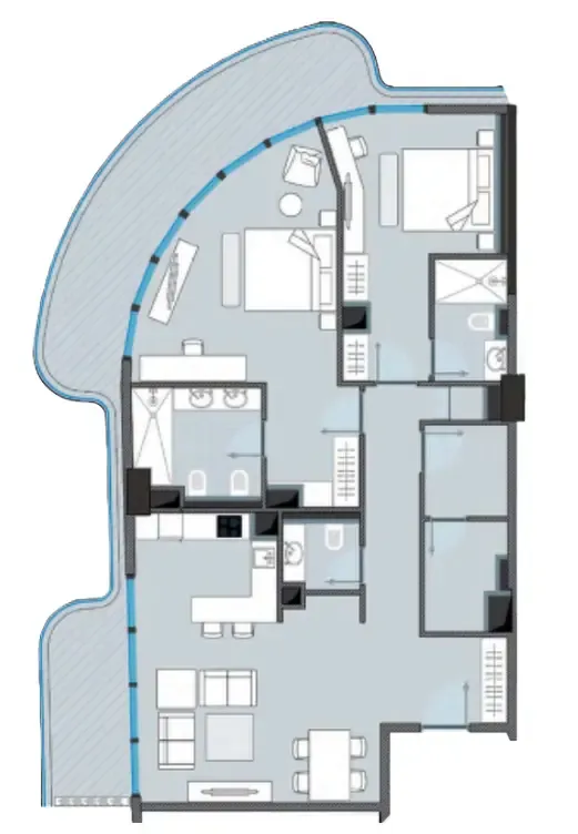 2 bedrooms floor plan