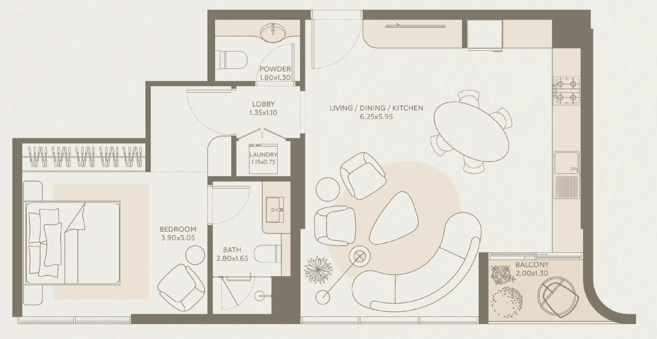1 bedroom floor plan