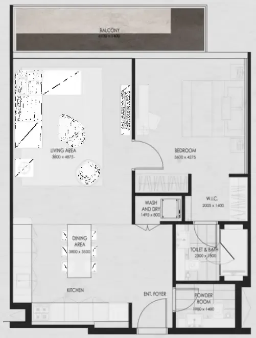 1 bedroom floor plan