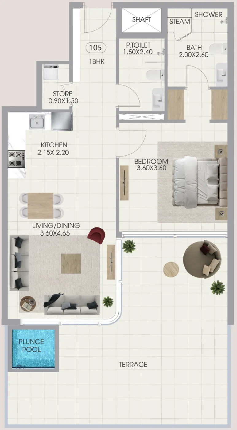 1 bed