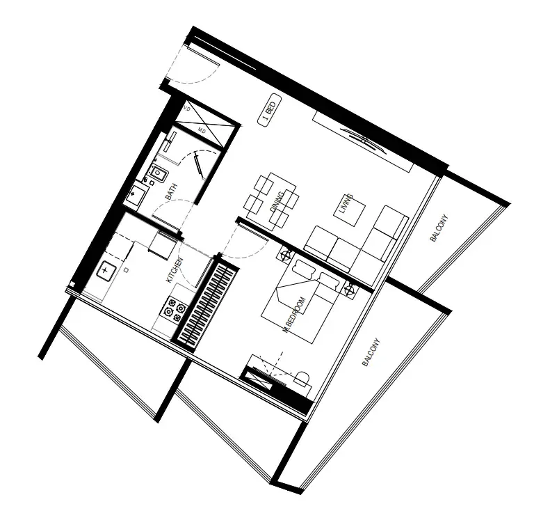 1 bedroom floor plan