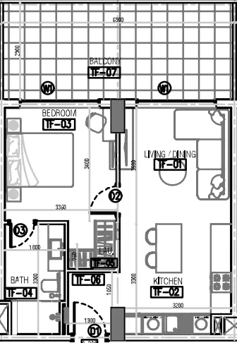 Laya Developers (Akshara Global) Laya Courtyard 1BR floor plan
