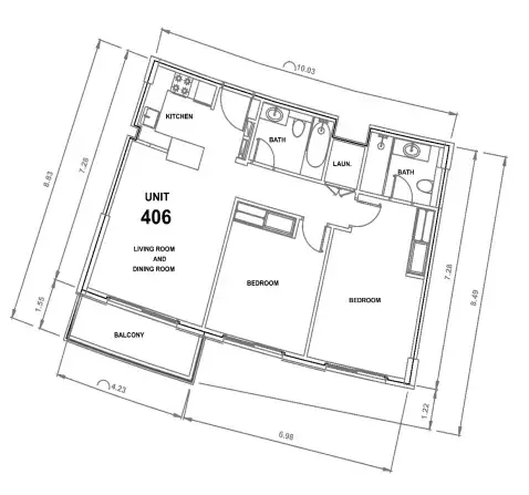 2 bedrooms floor plan