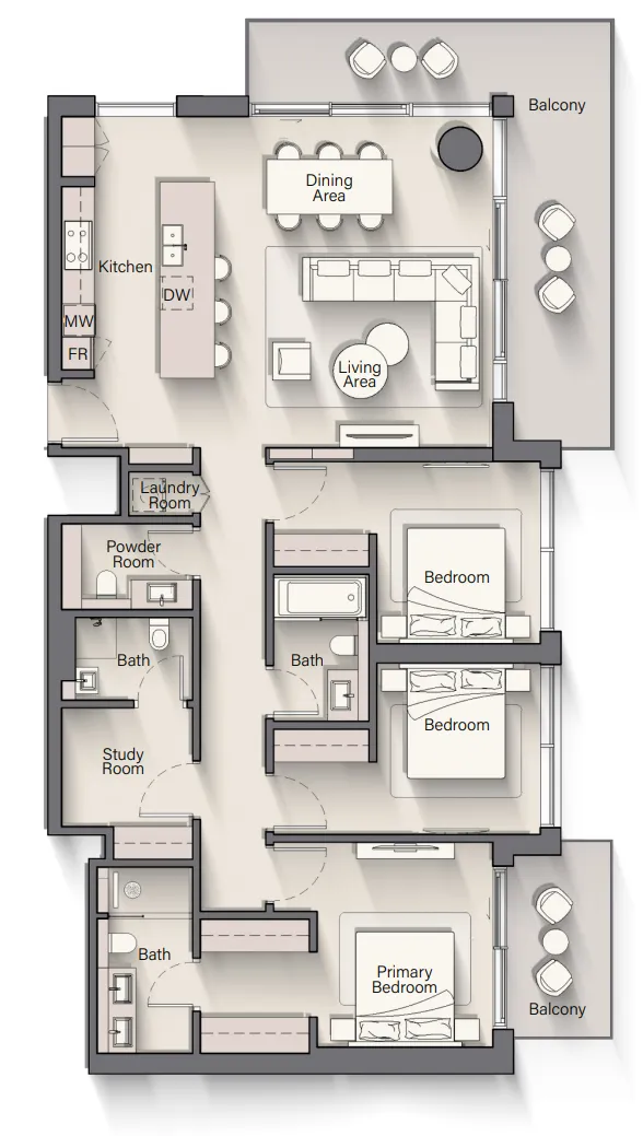 3 bedrooms floor plan