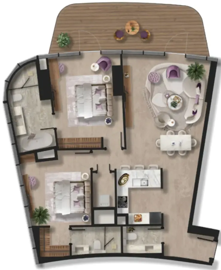 BNW Developments Taj Wellington Mews 2BR floor plan