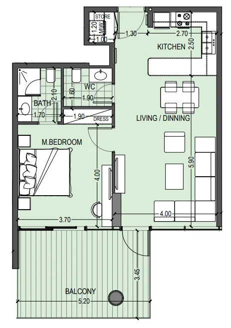 1 bed