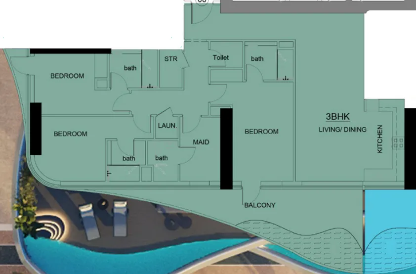 3 bedrooms floor plan