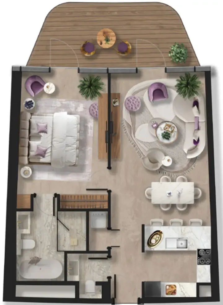 BNW Developments Taj Wellington Mews 1BR floor plan