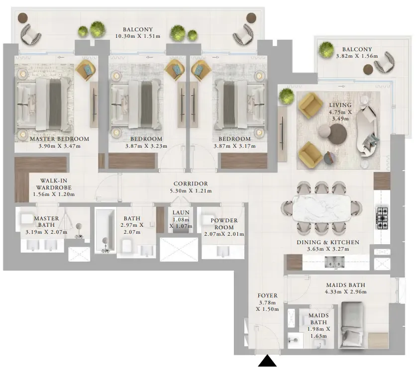 3 bedrooms floor plan