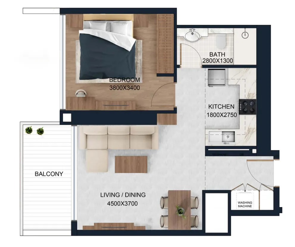 1 bed