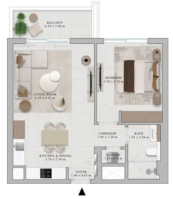 1 bedroom floor plan