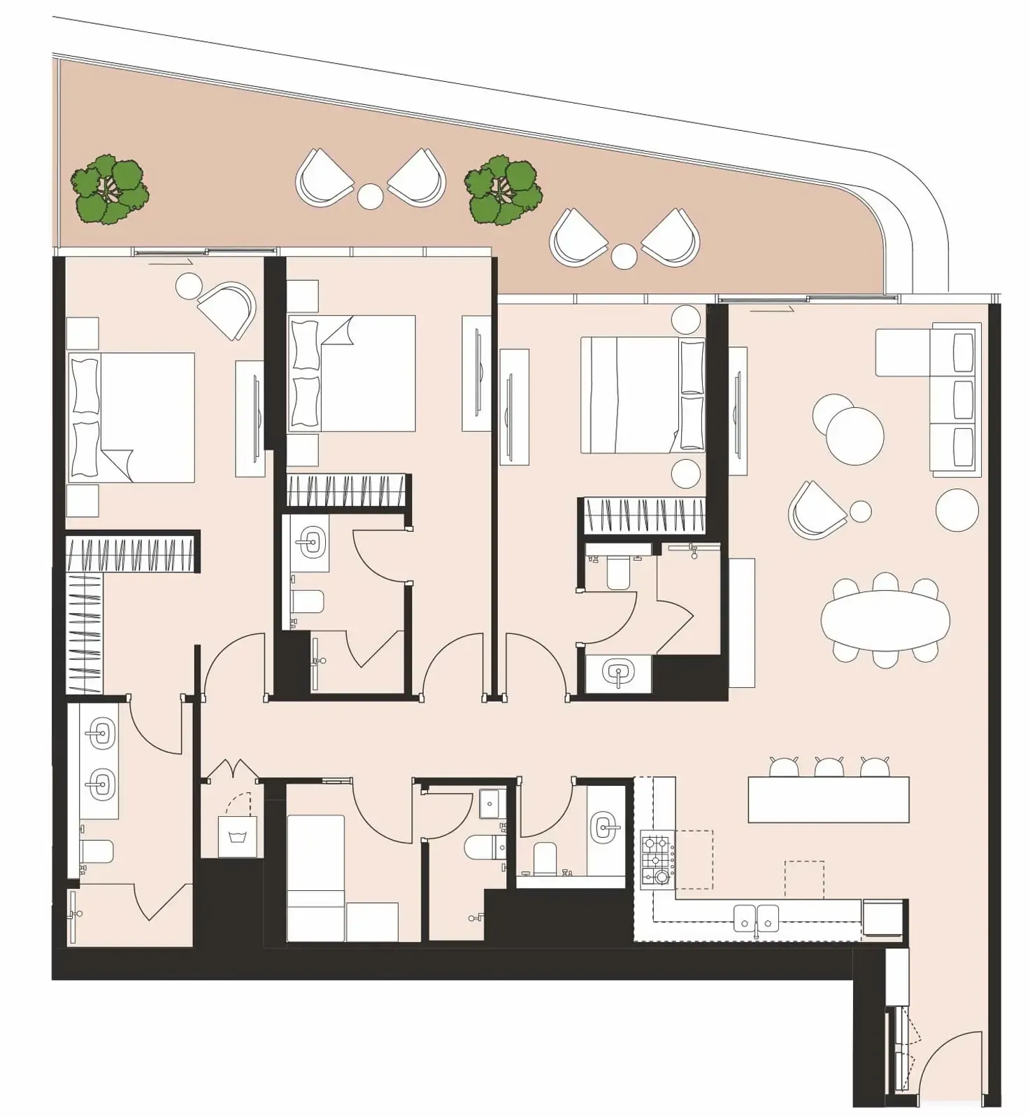 3 bedrooms floor plan