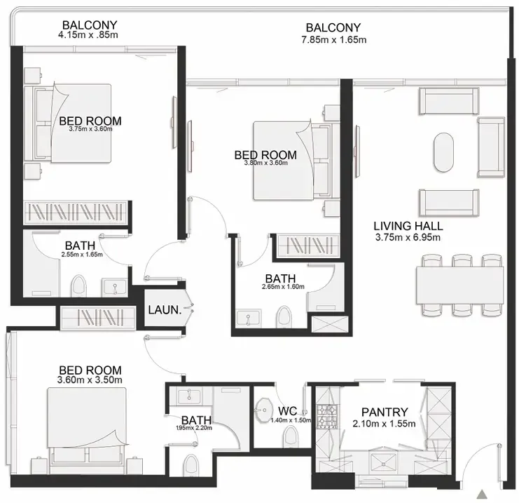 3 bedrooms floor plan