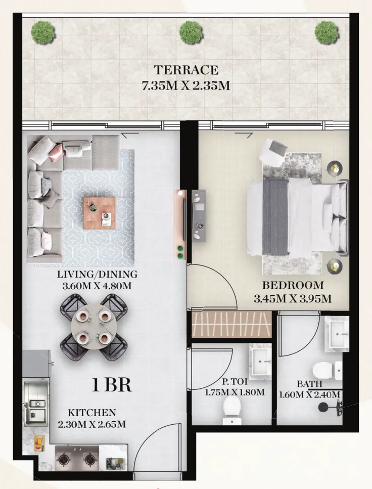 Chapter 01 by Newbury — 2 Bedrooms floor plan
