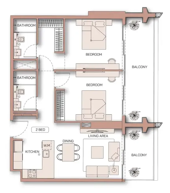 2 bed