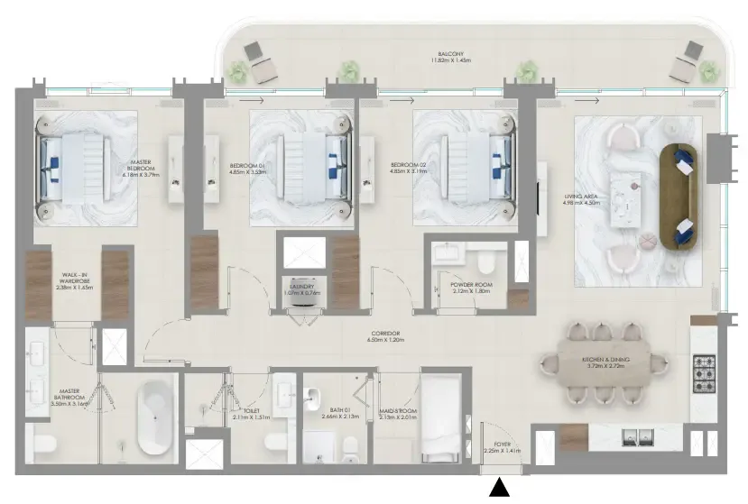 3 bedrooms floor plan