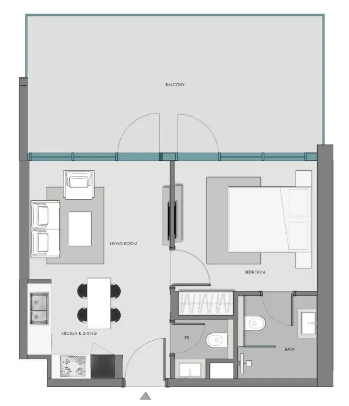 1 bedroom floor plan