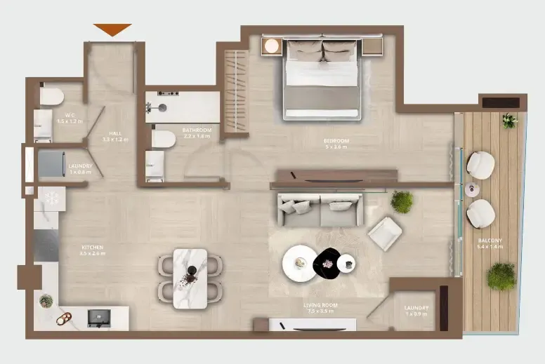 HRE Development Celeste by HRE 1BR floor plan