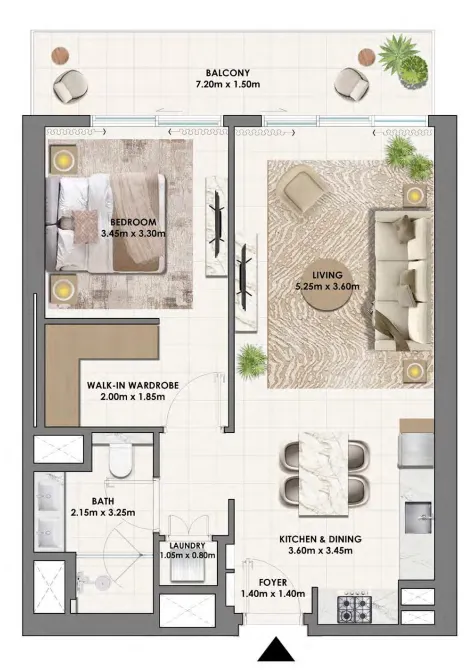 Parkwood Emaar — 1 Bedroom floor plan
