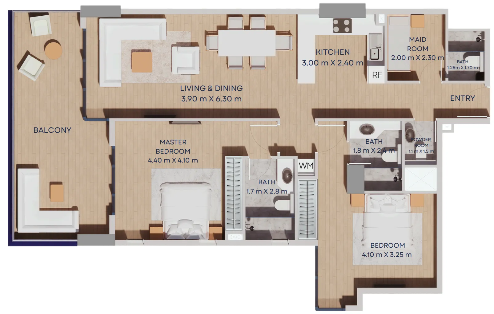 1 bedroom floor plan