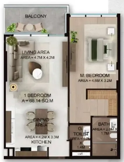 1 bed