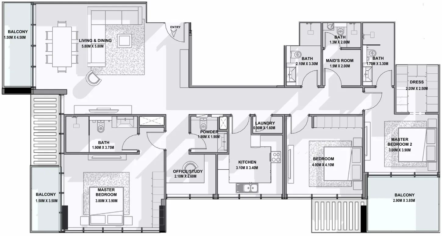 3 bedrooms floor plan