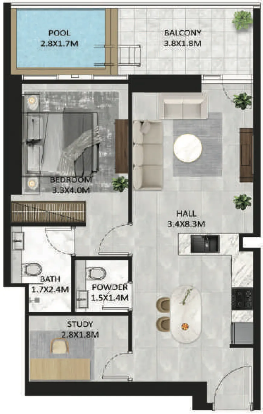 1 bed