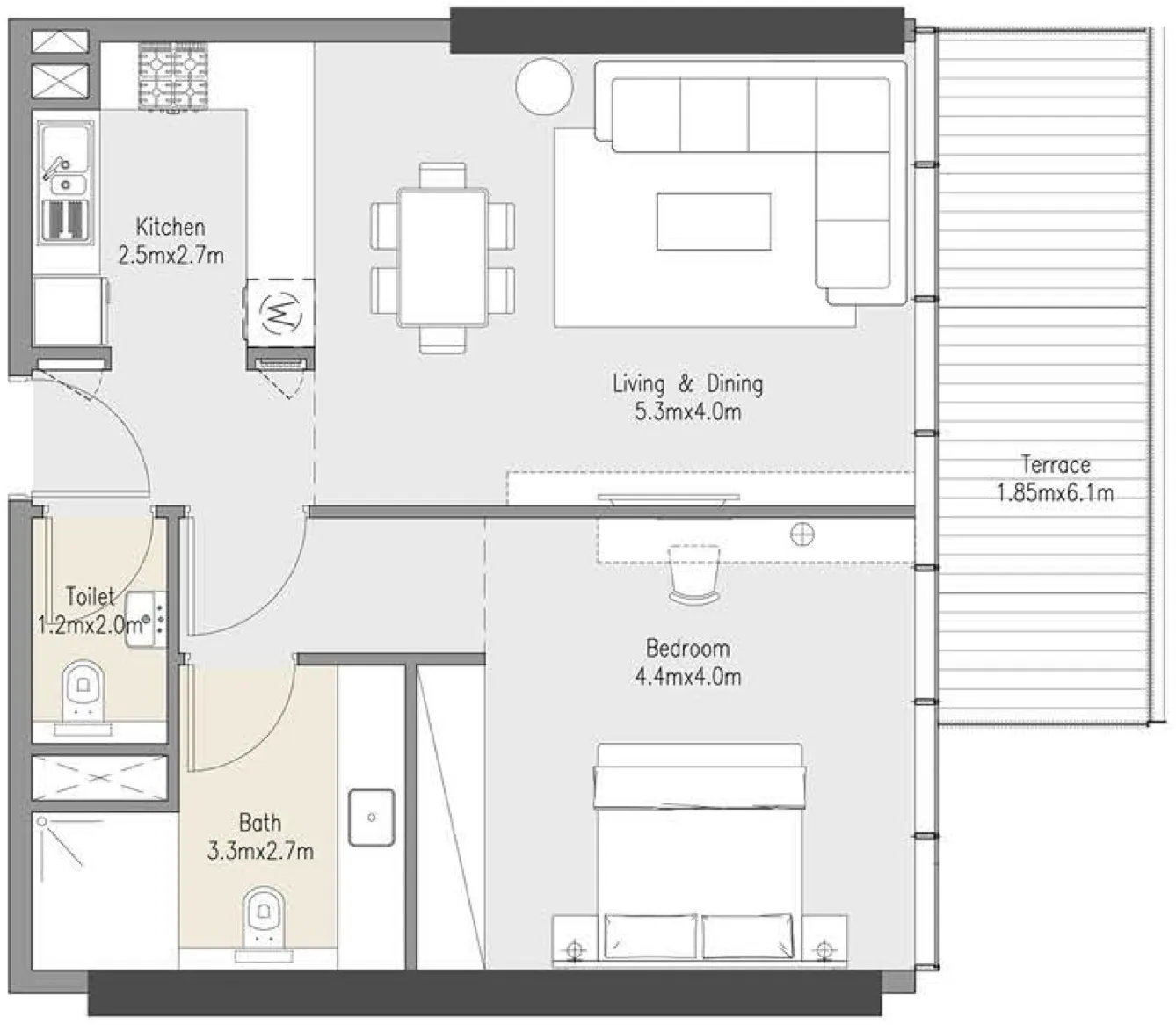1 bed