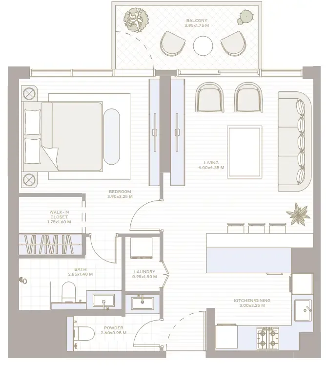 1 bedroom floor plan