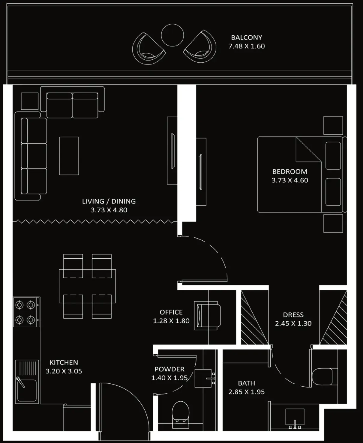 1 bedroom floor plan