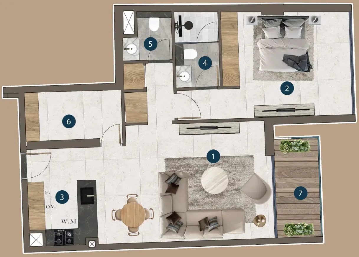 1 bedroom floor plan