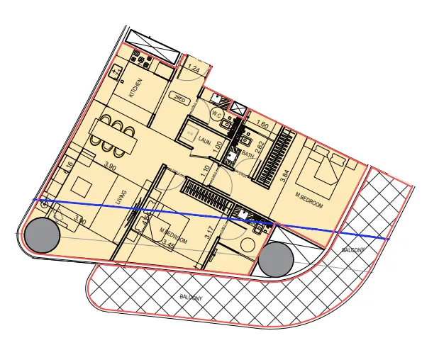 2 bedrooms floor plan