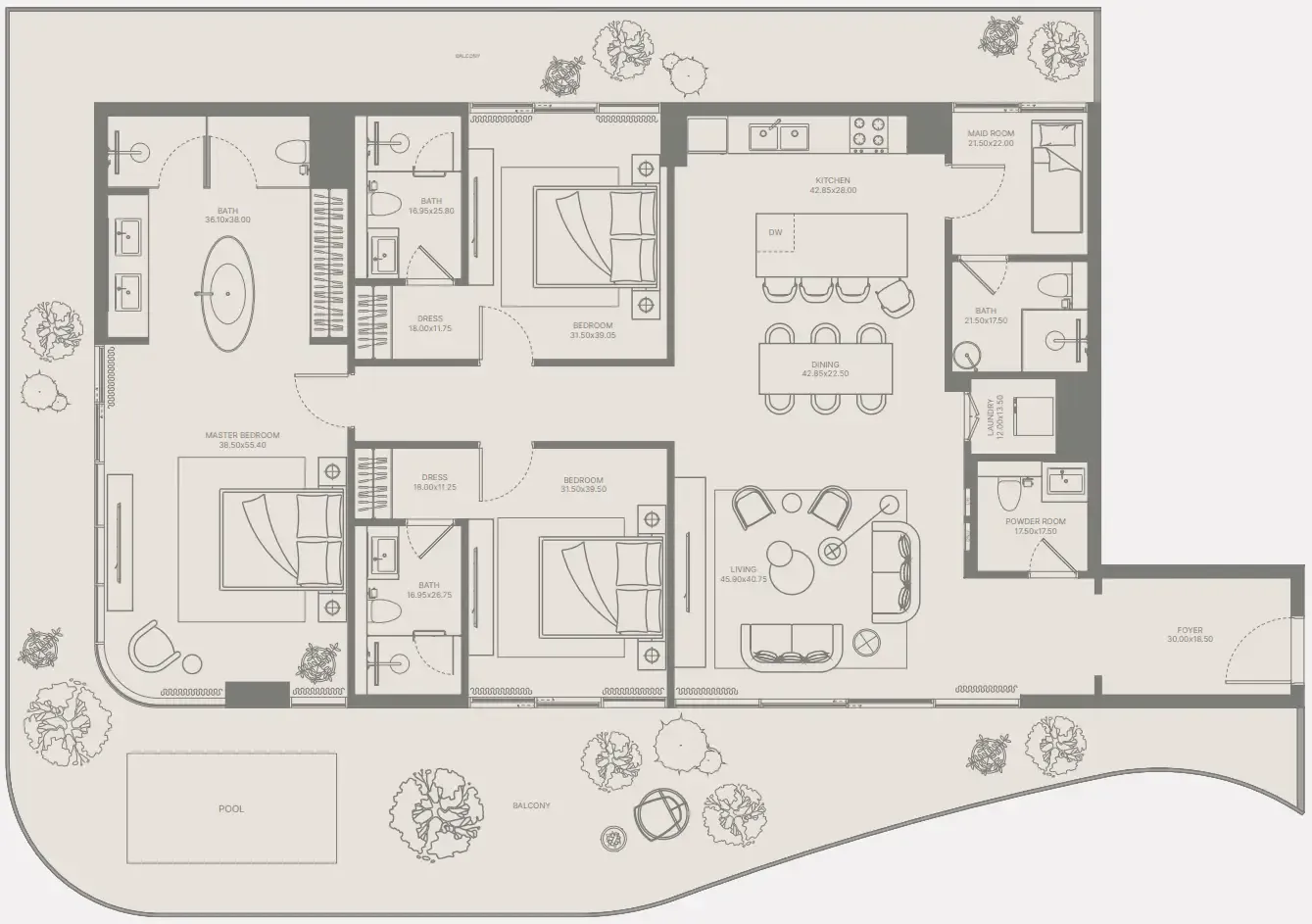 3 bedrooms floor plan