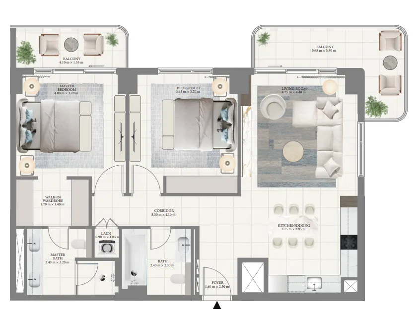 2 bed