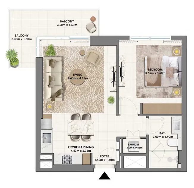 1 bedroom floor plan
