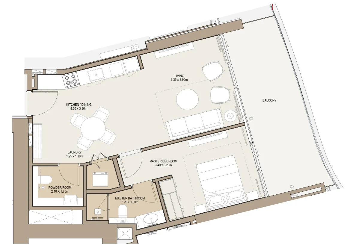One Development Laguna Residence 1BR floor plan