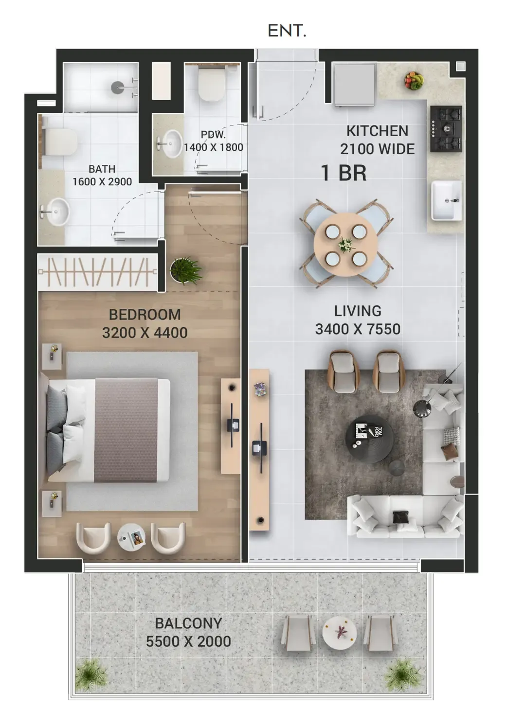 1 bed