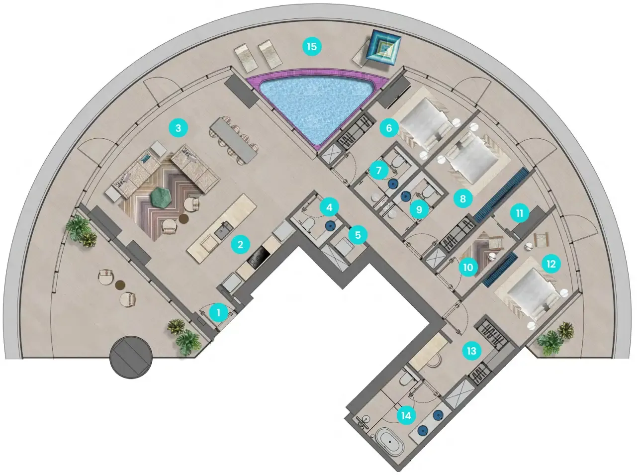 3 bedrooms floor plan