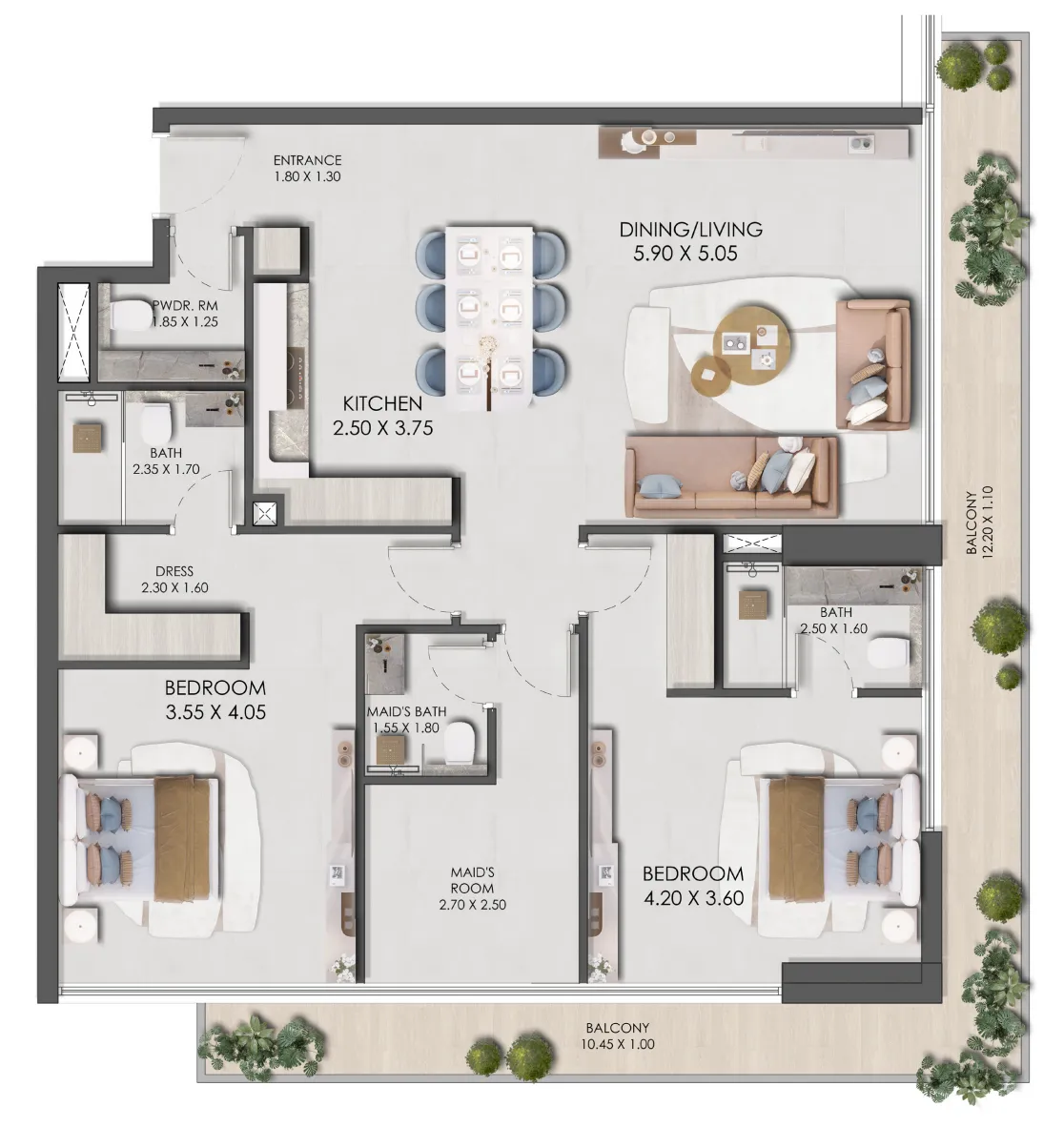 Prescott Legado by Prescott 2BR floor plan