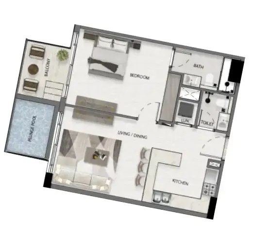 Deca Avana Residences 1BR floor plan